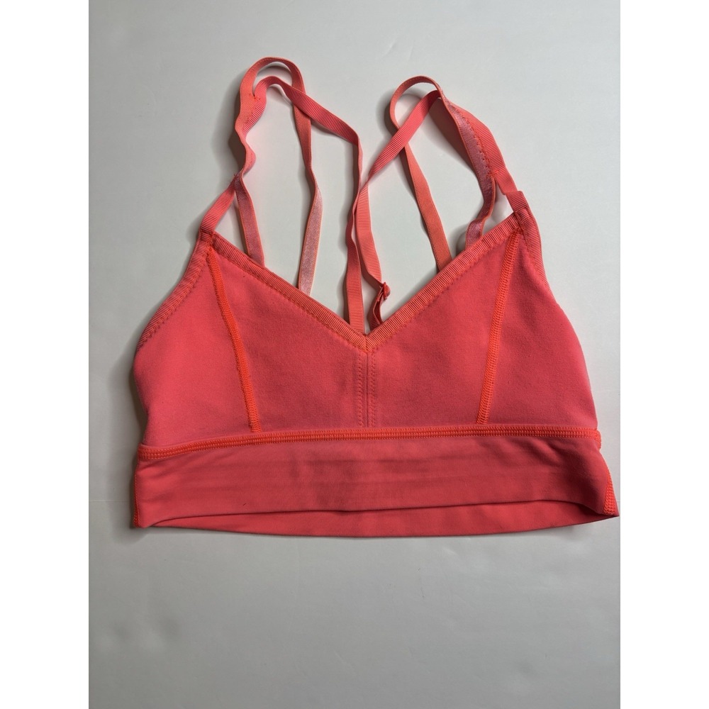 Lululemon Flow Y Bra Nulu Size 4 Coral Neon Orange Sports Bra Athletic Lulu